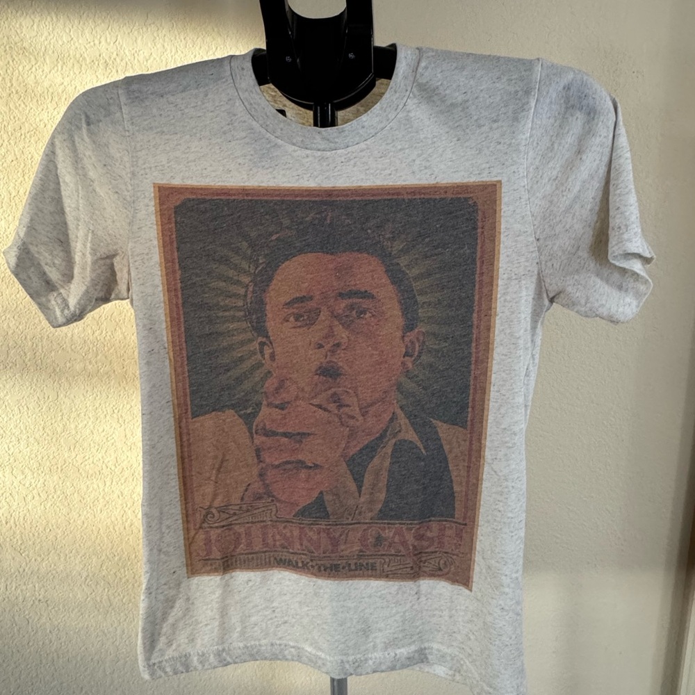 Johnny Cash Graphic Print Grey T-Shirt